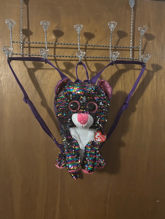 Ty Other - Ty Sequined Cat Backpack in Purple, Pink, Black, White